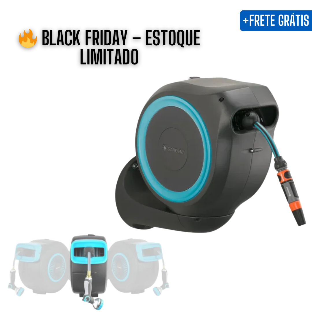 GardenHouse - Mangueira Externa Com Enrolador Retrátil, trava e Suporte Giratório 180 - ⚠️ Últimas unidades em cada tamanho