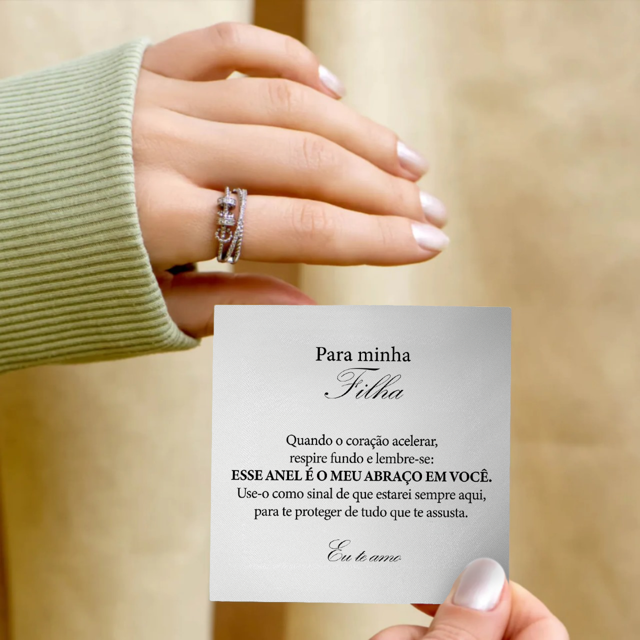 Para Minha Filha - Anel Anti Ansiedade Banhado a Ouro 18k