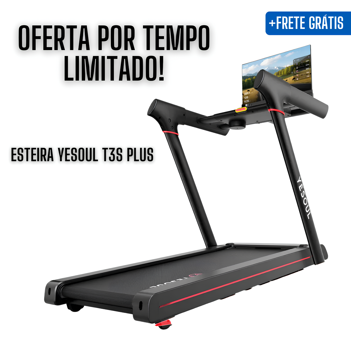 Esteira Yesoul T3S Plus com inclinação automática de 10% - OFERTA POR TEMPO LIMITADO!